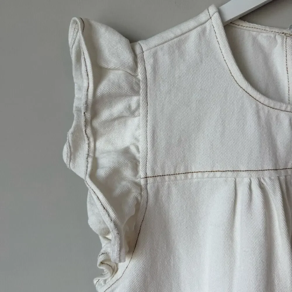 Jacquie the label | Cream Ecru Denim Tiered Western Cowgirl Dress Size Large - Picture 3 of 9